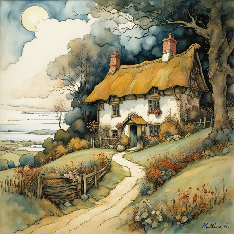 «Moonlight on the Hill», art mural sur toile tendue, H 20 po x l 20 po