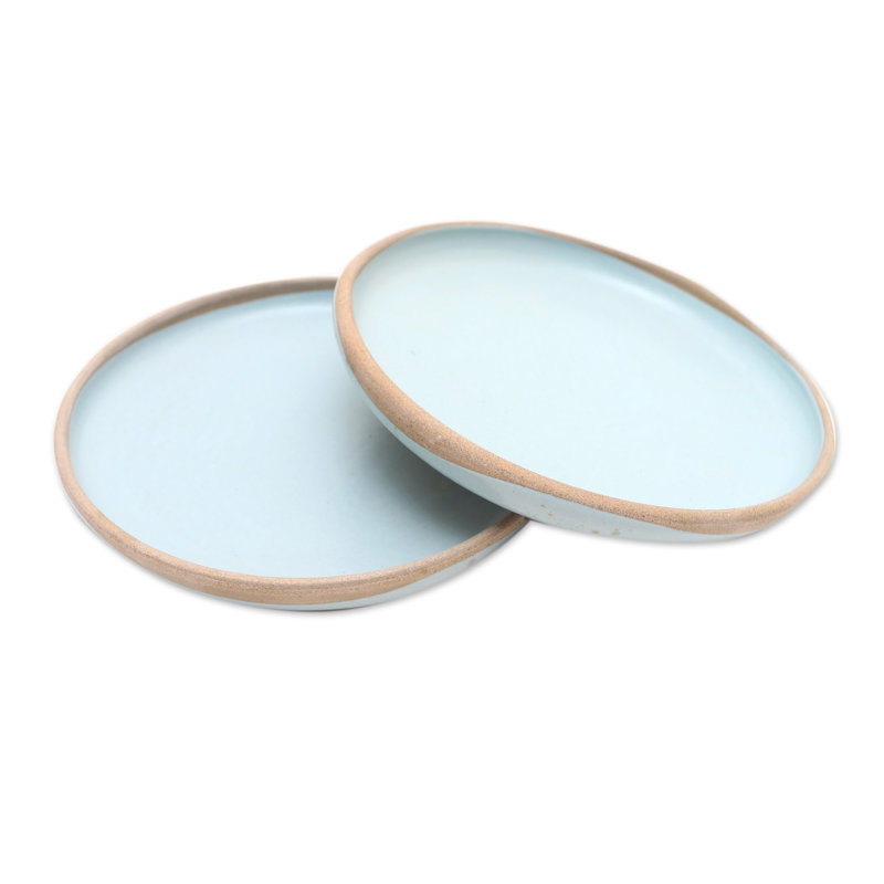 Latitude Run® Handmade Blue Bounty Ceramic Salad Plates (Pair)