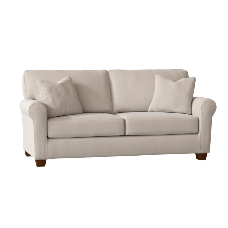Shannon Upholstered 36'' Sleeper Sofa, Tusk Beige Performance, Honey Birch