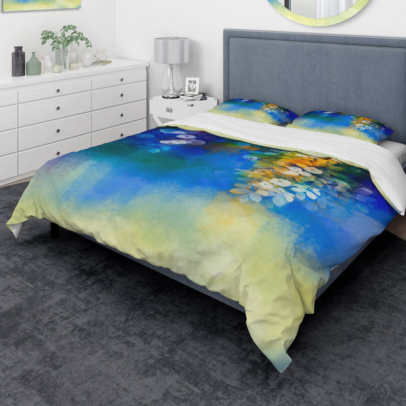 Ensemble de housse de couette en microfibre bleu, Housse de couette très grand + 2 taies décoratives