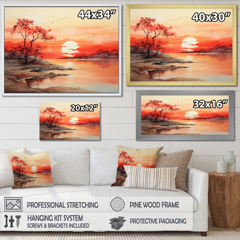 Reproduction d'art mural «Peach Brown Sunrise Splendor», Toile tendue, H 16 po x l 32 po x P 1 po