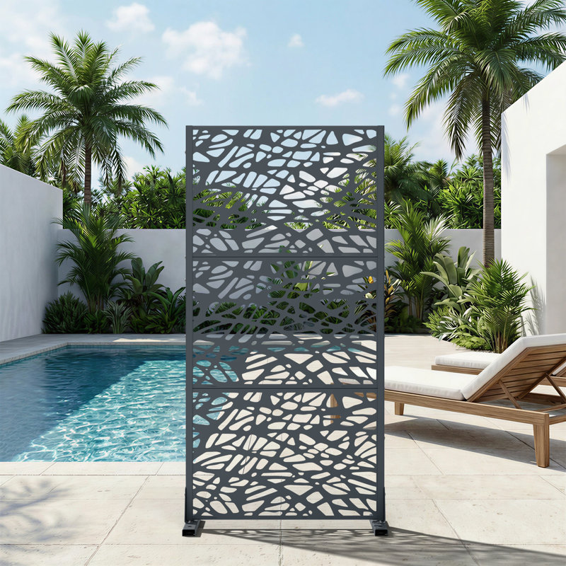 Panneau de clôture en métal pour l'extérieur, H 59 po x l 30 po x P 16 po, Gris foncé