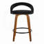 Tabouret de comptoir à hauteur fixe avec pivot en bois de noyer et velours avec repose-pieds rond en métal noir - ensemble de 2-1045700005-1045700027-1045700025