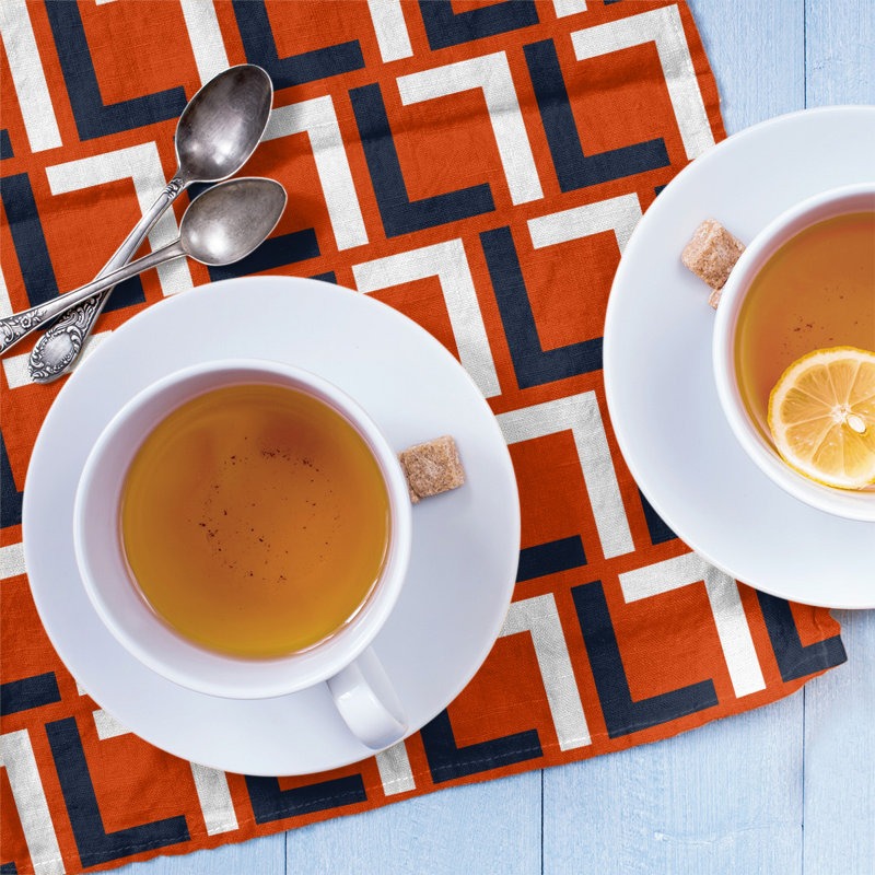 Tira Tea Towel Kitchen Towel, Polyester, Dark Navy/White/Orange