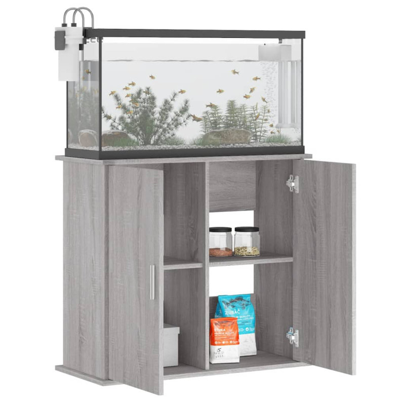 Vidaxl Aquarium Stand Black 81X36x73 Cm Engineered Wood, Gray Sonoma, 81 x 36 x 73 cm
