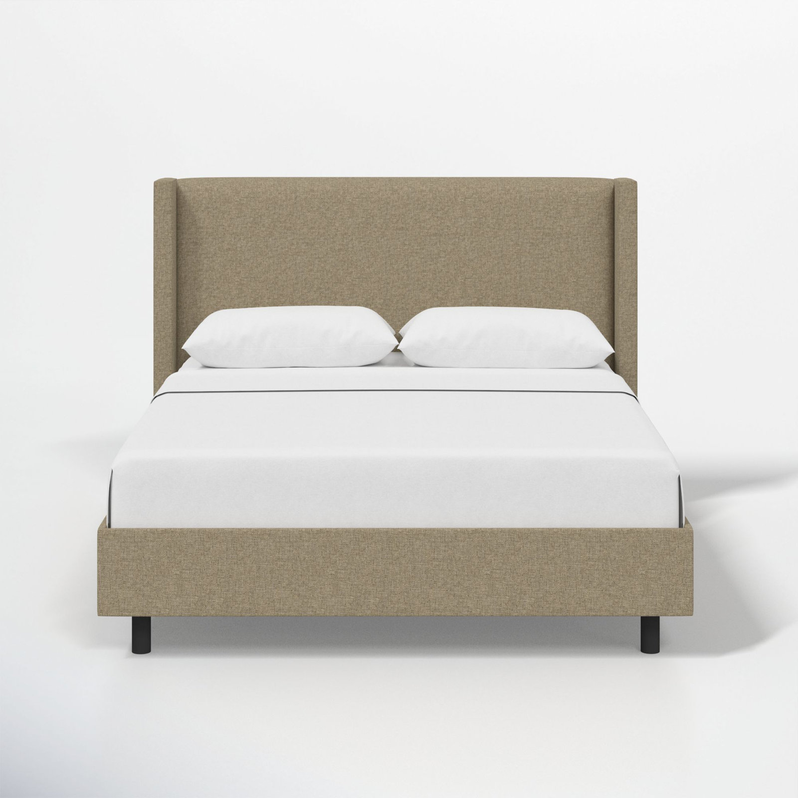 Hanson Upholstered Wingback Platform Bed, King, Zuma Natural Textured Linen