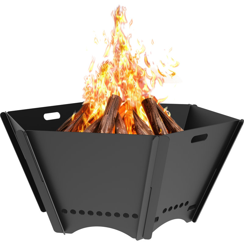 Portable Steel Fire Pit, 14" H x 28" W x 28" D