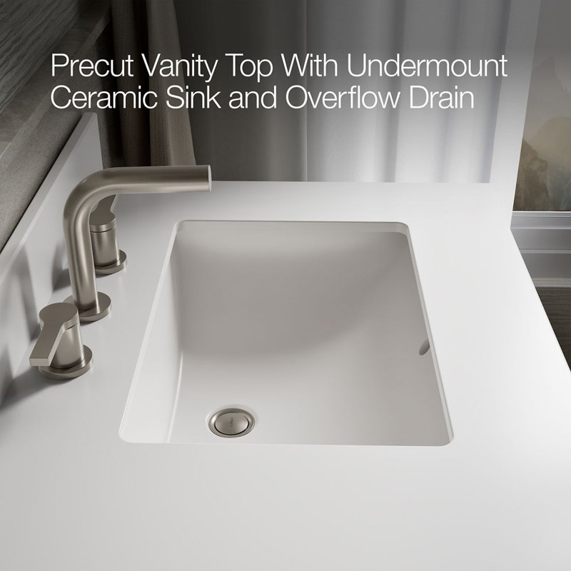 Kresla 60 In. Bathroom Vanity Cabinet With Sinks And Quartz Top, White, 60", Brushed Nickel