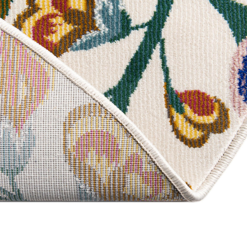 Tapis ivoire à motif floral Daignault, Rond 10pi