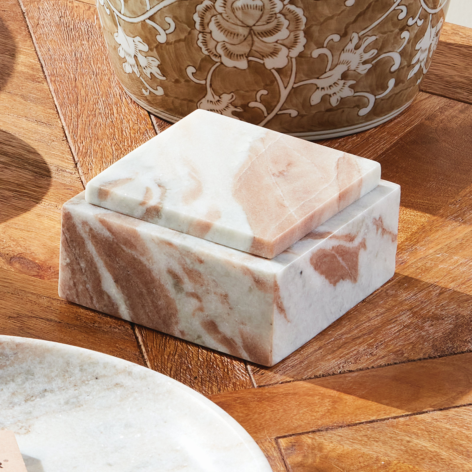 Brayden Studio® Jaqueline Storage Box, 2.5" H x 5" W x 5" D, Brown/White