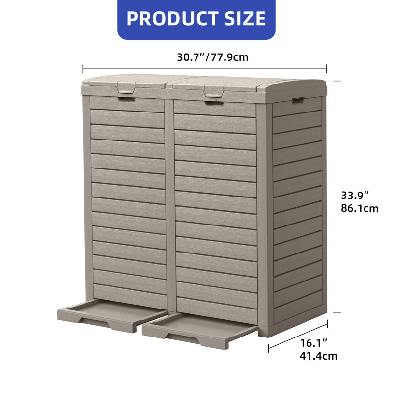 Boîte de rangement pour terrasse en résine durable 61,8 gallons Edrosie Inc, Light Brown