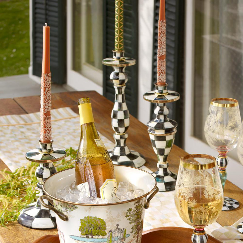 Courtly Check Small Enamel Candlestick
