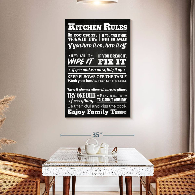 Tableau noir règles de la cuisine, H 48 po x l 32 po x P 1,25 po
