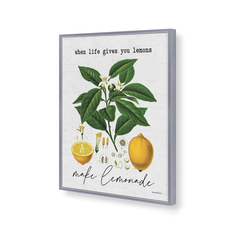 «Make Lemonade» par impression d'art à lettres et doublée, L 30 x H 40, Argent, Impression encadrée