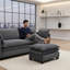 Modern Dark Grey Velvet Modular Sofa Sectional With Double High-Density Foam Cushions And Sturdy Wood Frame | Gift Idea
