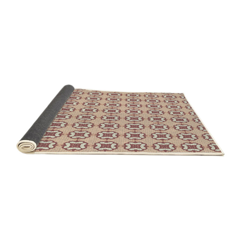 Tapis de zone rose/beige à motifs, Rond 5 pi