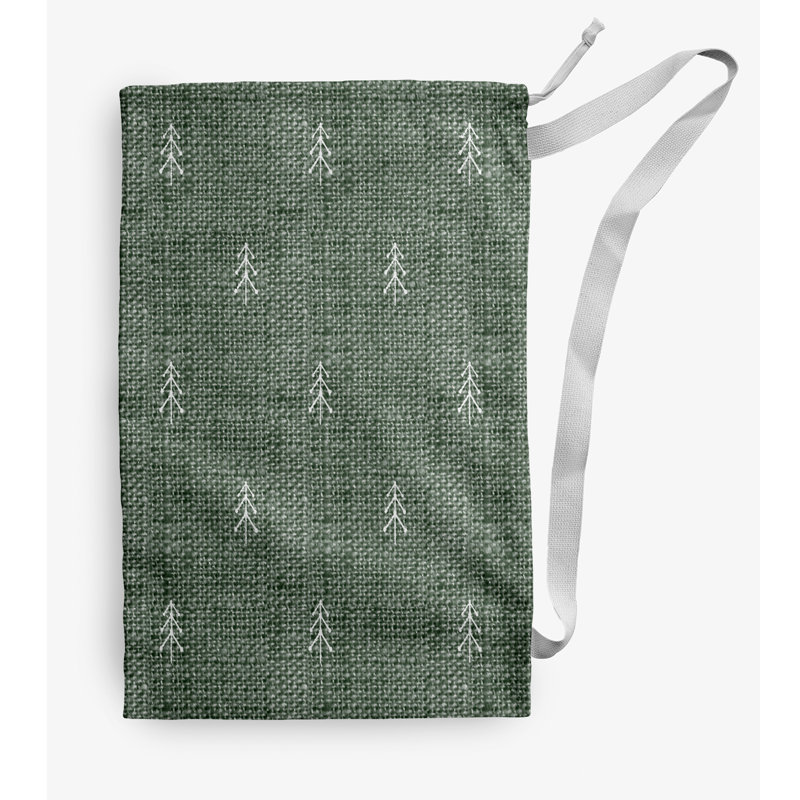 Sac à linge de Noël à motif d'arbre, Moyen (H 36 po x l 28 po), Vert foncé