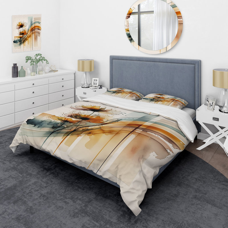 Ensemble de housse de couette Daisy Orange, Housse de couette très grand et 2 très grandes t