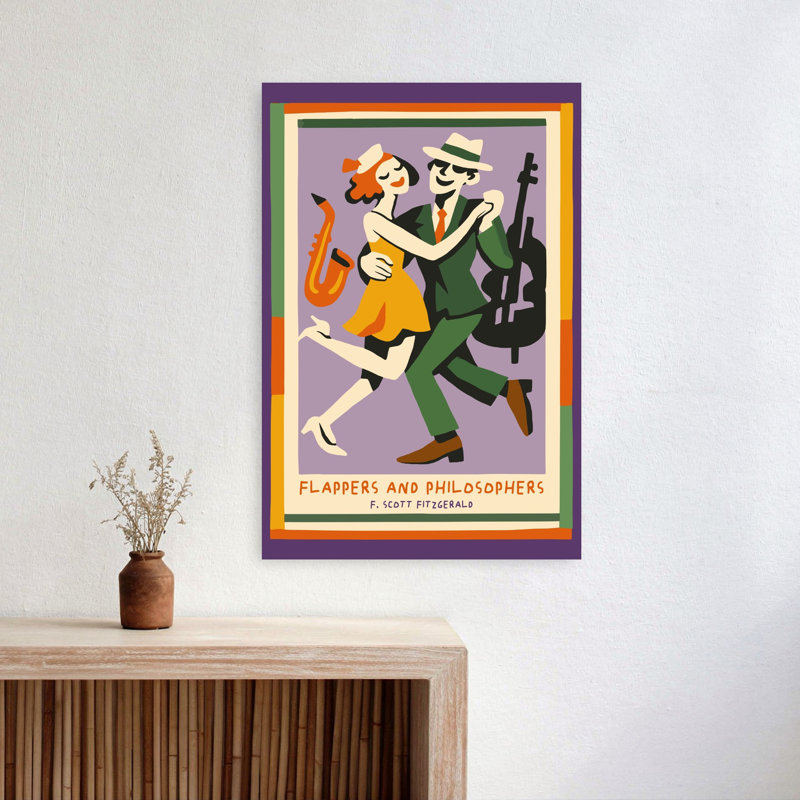 «Jazz Age Dance», art mural rétro rétro élégant, 24" H x 16" W