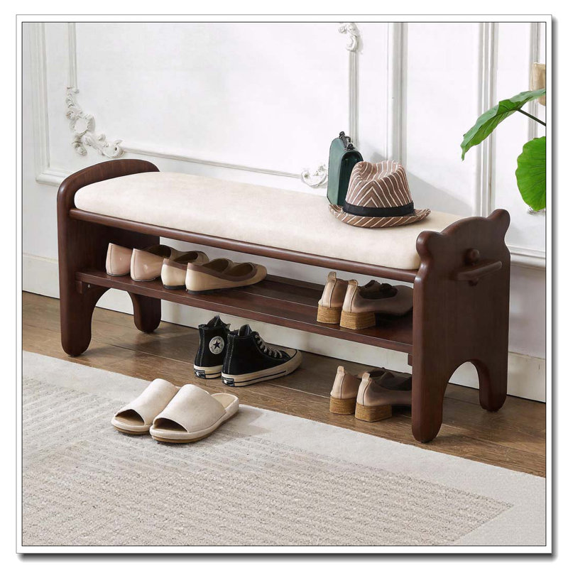 Banc de hall d'entrée en bois à 2 niveaux