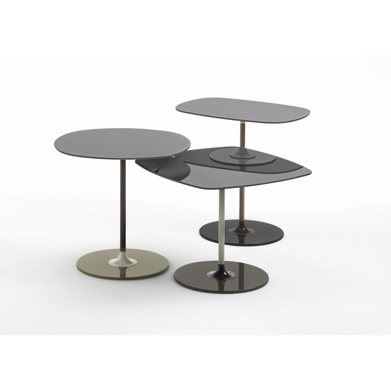 Thierry Glass End Table, Gray, 19.66" H x 19.66" W x 13" D