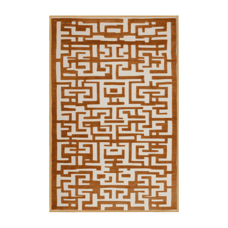Machine Washable Trellis Brown Area Rug, Rectangle 8' x 10'