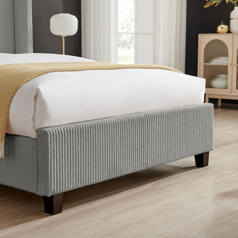 Upholstered Bed, Double (158 x 206 cm), Grey