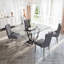 Table de salle à manger en verre avec base en verre et 4 chaises en velours-106913215-106913219