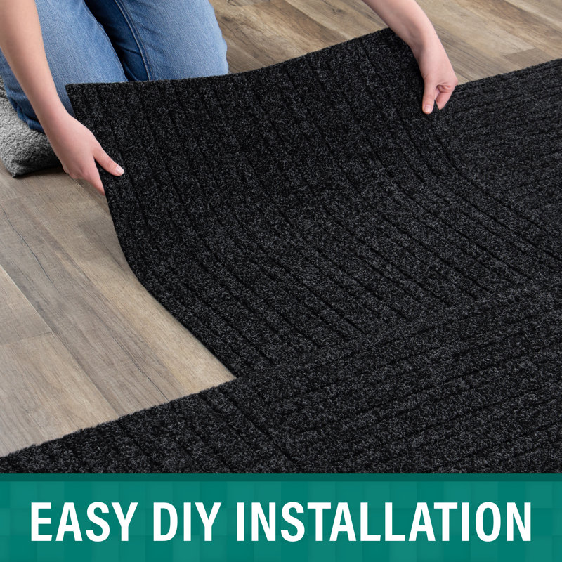 EAZY Floor Roma Stripe 24" x 24" Peel and Stick Carpet Tile Anthracite, Anthracite
