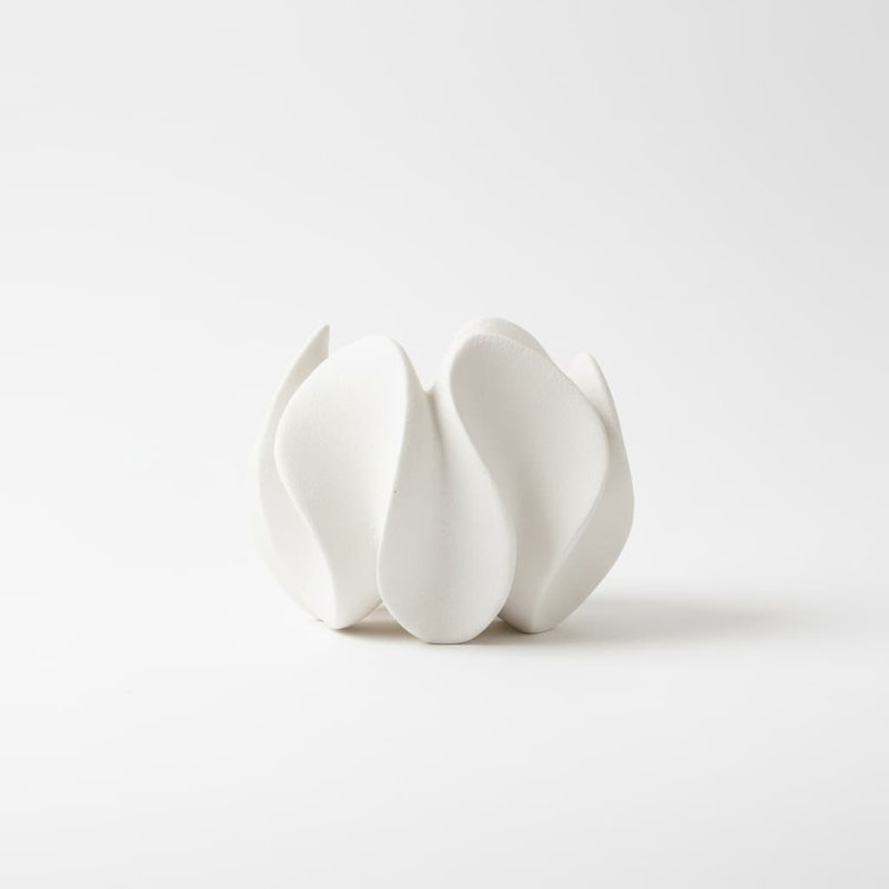 5.11" White Abstract Resin Sculpture - Modern Home & Office Decor