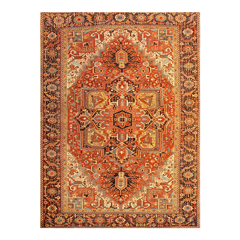Tapis rouille noué à la main de conception unique 10 pi x 13 pi 8 po Nasriya