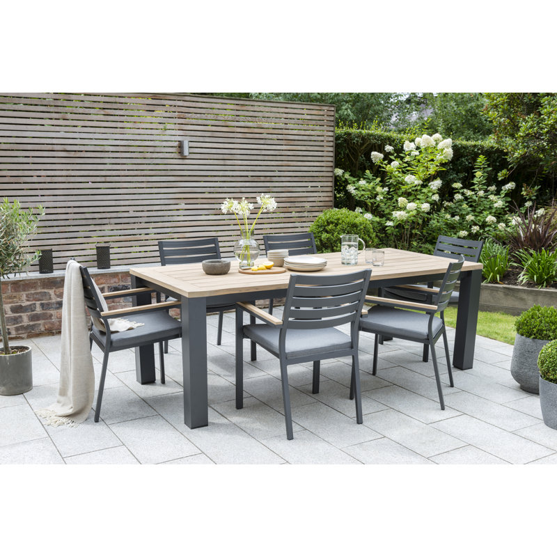 Elba 87'' Rectangular 6 - Person Outdoor Dining Set with Cushions