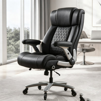 Chaise de bureau robuste avec accoudoirs rabattables pour grands et grands
