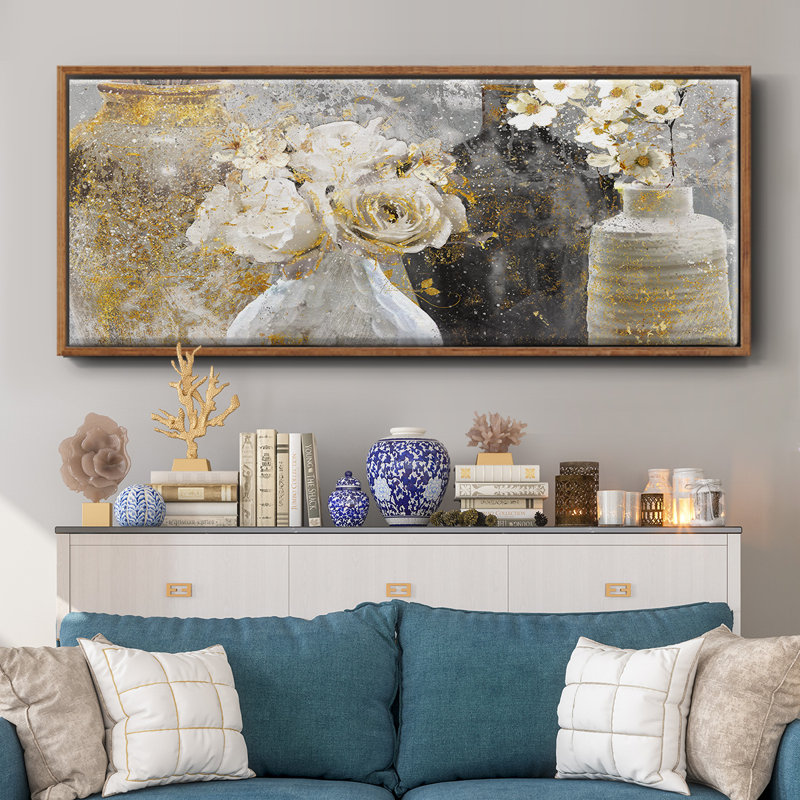 Fleur Couture - toile encadrée, H 20 po x l 50 po