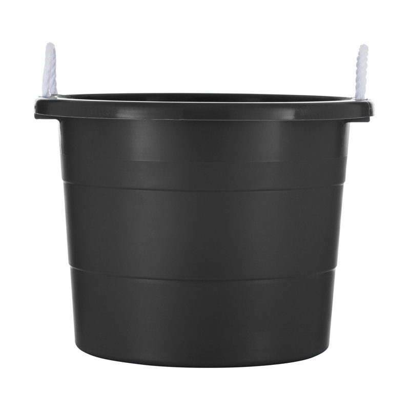  Ensemble de 2 bacs à poignée en corde de 19 gallons, seau de rangement en plastique, noir