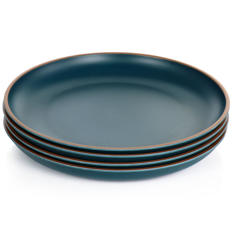 Ensemble de 4 assiettes en mélamine rose foncé, Bleu sarcelle