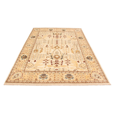 Tapis ivoire en laine noué à la main de conception unique 8 pi 9 po x 12 pi 8 po Chobi Finest