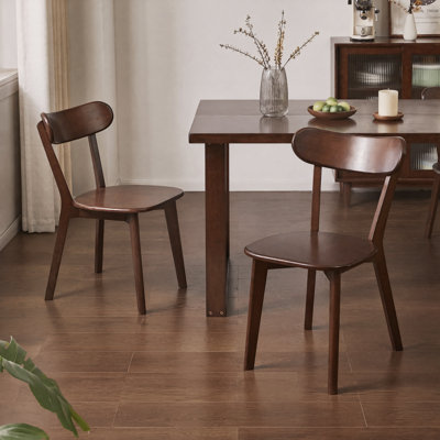 Ensemble de 2 chaises de salle à manger en hévéa massif, chaises d'appoint simples en bois naturel pour salon et salle à manger, 46 × 37 × 76 cm