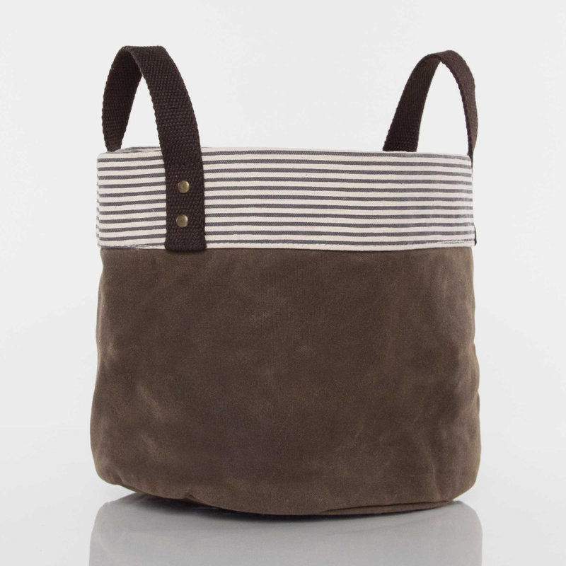 Bac de rangement en tissu ciré, Olive, Petit