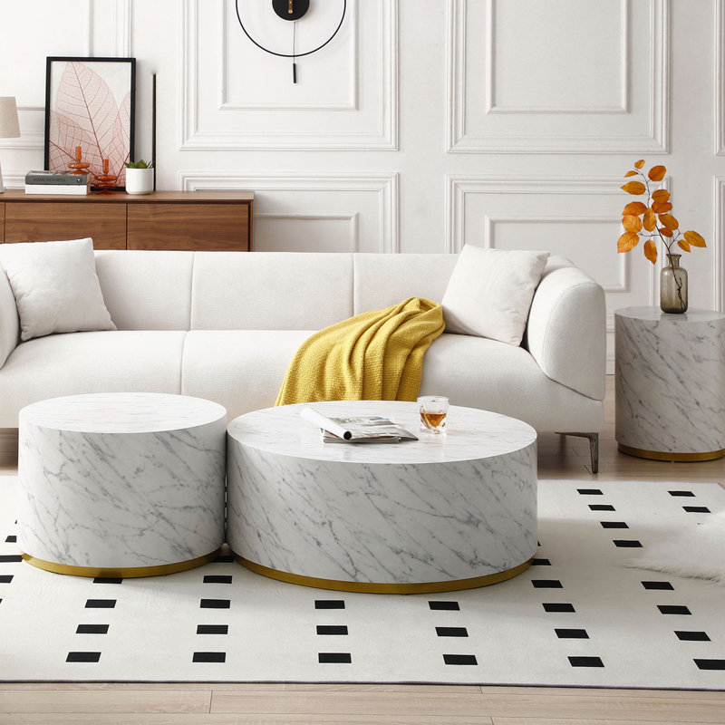 Daryian Coffee Table, White, White/Gold