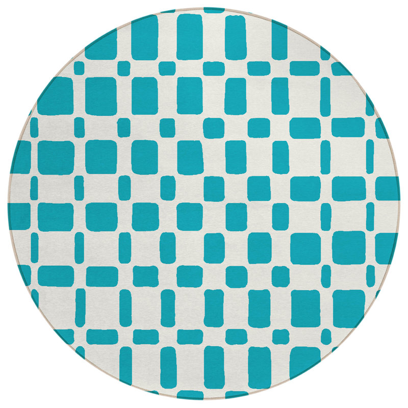 Malek Indoor/Outdoor Area Rug with Non-Slip Backing, Round 8'