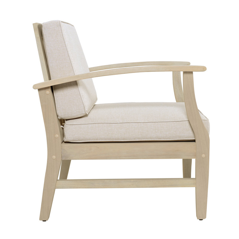 Tavares Patio Chair with Cushions, Light White, Sand