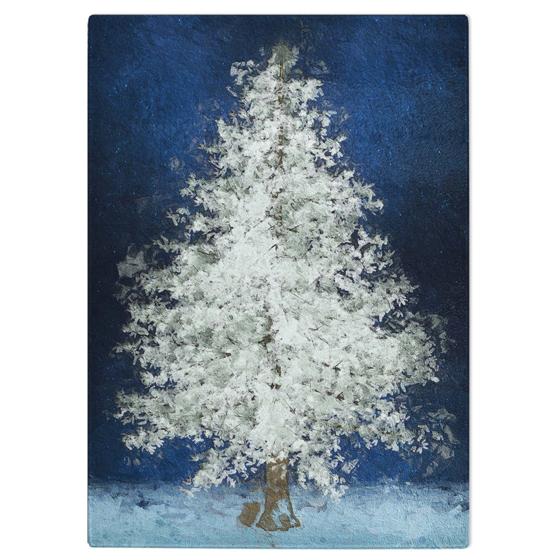 Tempered Glass Tree at Winter Cutting Board, 20 cm W x 28.5 cm L