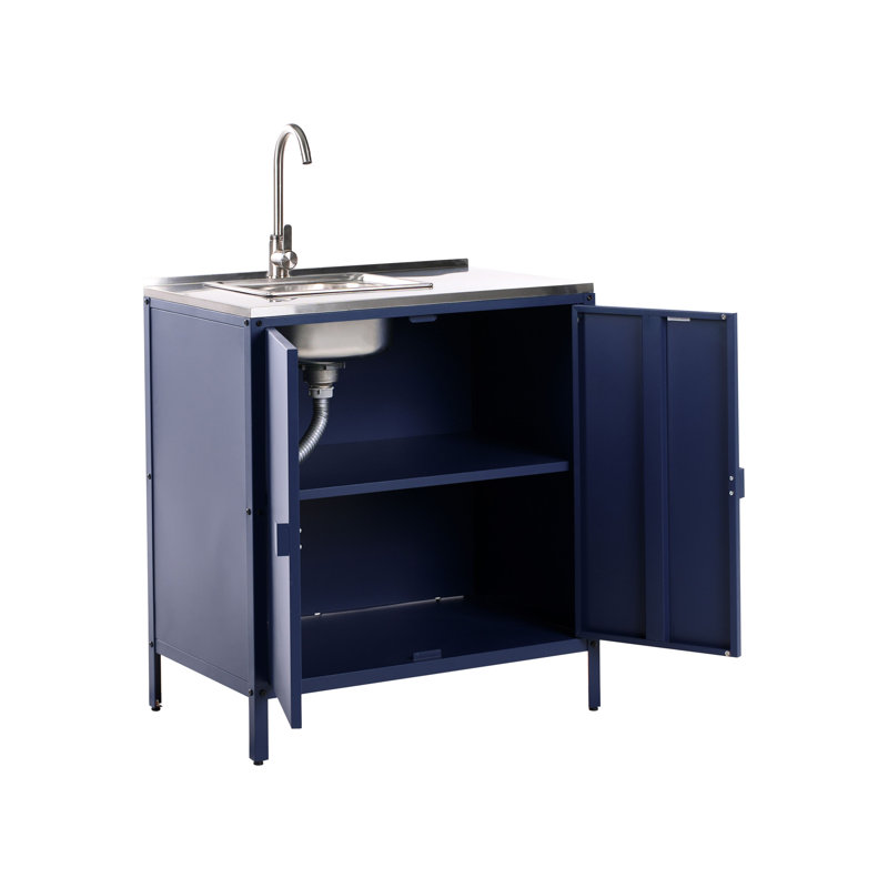 2 Piece Outdoor Kitchen Set with Sink VILAMA Metal Blue