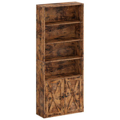  Bibliothèque standard H 70,9 po x l 23,6 po avec porte, bibliothèque moderne à 6 niveaux avec rangement, bibliothèque moderne au sol pour salon, bureau à domicile
