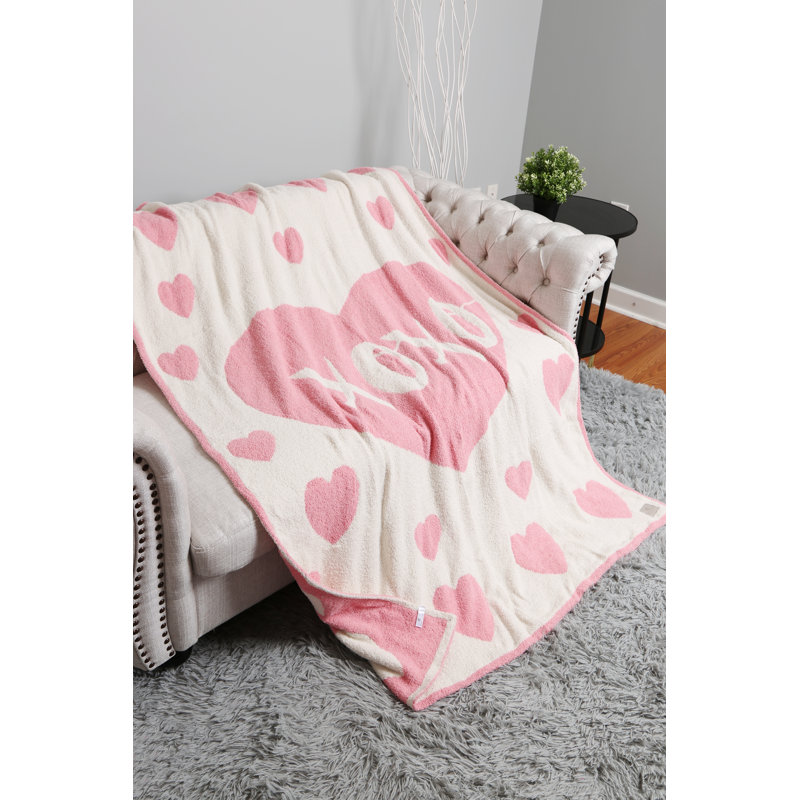 Xoxo Heart Pattern Luxury Soft Throw Blanket - PINK