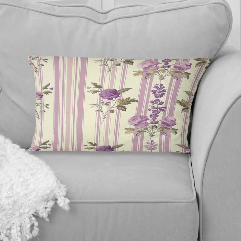 Lavande à fines rayures florales - coussin lombaire transitionnel