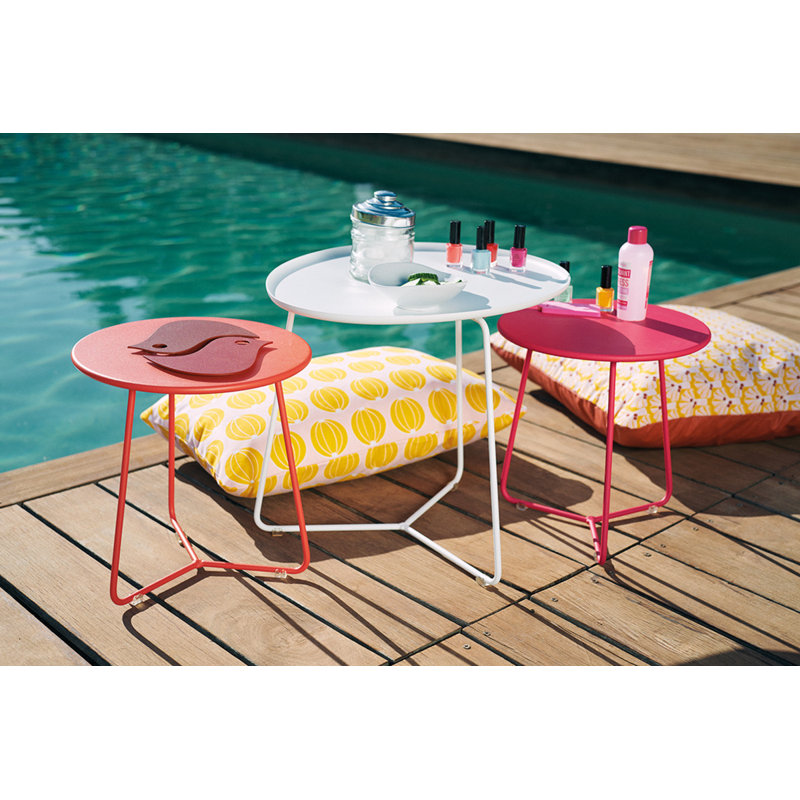 Cocotte Outdoor Round Side Table, Acapulco Blue, 14" H x 13.5" L x 13.5" W