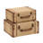 Hamachi Wooden Nesting Upholstered Decorative Beige Trunk with Vintage Accents and Studs Set