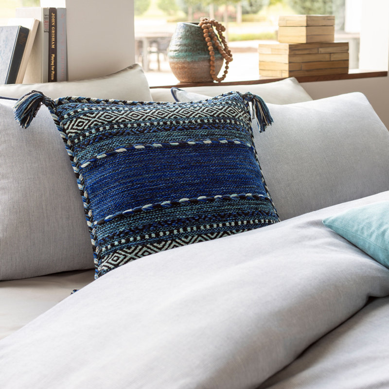 Housse et insert de coussin décoratif Doralynne, Cobalt, 22 po x 22 po, Bas